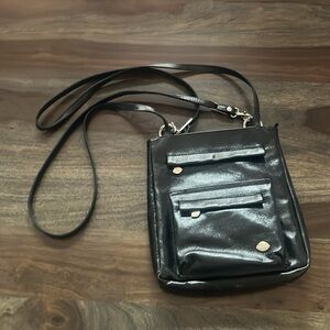The Trend Crossbody Backpack Bag Black Leather